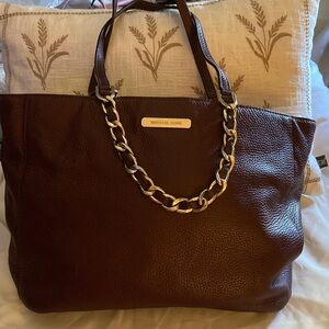 Beautiful Michael Kors Dark Brown Tote Double Strap with Gold Chain